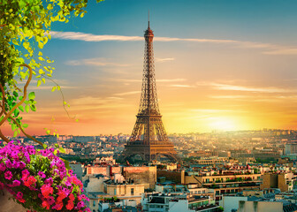 A beautiful picture of the Eiffel Tower in Paris, the capital of France, with a wonderful...