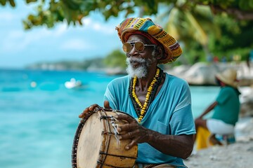 Vibrant Tropical Music Performance Evoking Island Spirit and Joyful
