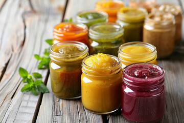 A jar filled with homemade baby food made from fresh, organic ingredients.