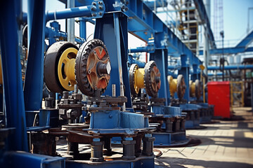 Detailed view of crane mechanisms gear in port AI Generative