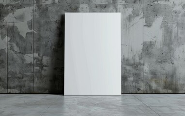 Mock up poster. Blank vertical canvas, gray wall and floor on background