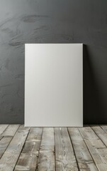Mock up poster. Blank vertical canvas, gray wall and floor on background