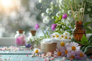 Obraz premium Holistic Wellness Through Natural Therapies of Flowers,Herbs,and Aromatics