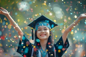 Joyful Graduation with Confetti and Diploma