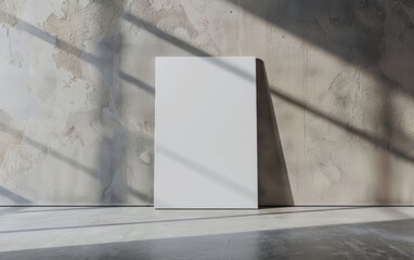 Mock up poster. Blank vertical canvas, gray wall and floor on background
