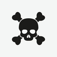 Pirate skull icon vector logo design template flat style