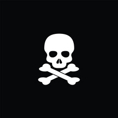 Pirate skull icon vector logo design template flat style
