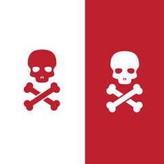 Pirate skull icon vector logo design template flat style