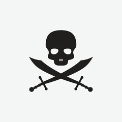Pirate skull icon vector logo design template flat style