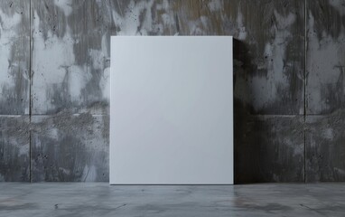 Mock up poster. Blank vertical canvas, gray wall and floor on background