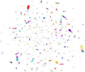 Confetti. Colorful confetti on a transparent background. Holiday festive background. Suitable for your design, cards, invitations, gifts.