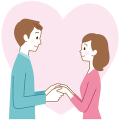 Fototapeta premium 向かい合う男女 カップル 夫婦 マッチング