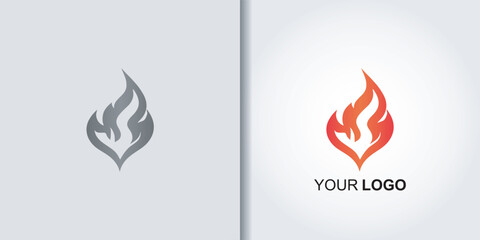 red fire logo set