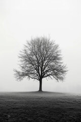 An artistic black and white of a lonely tree