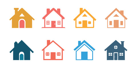 Set of House icons. Vector illustration in flat style