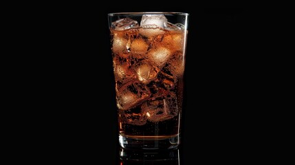 Cola. Coke glass on black background