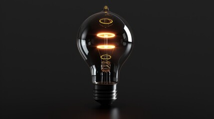 tungsten light bulb lit on black background