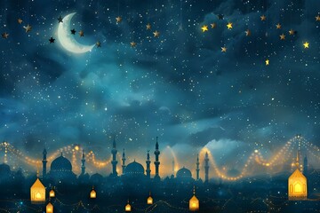 Ramadan Kareem Starry Night Background