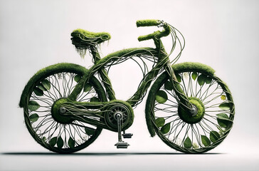 A bicycle made entirely from plants