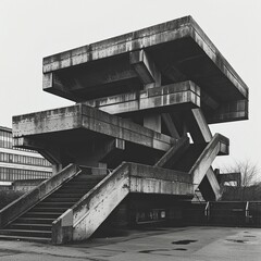 Abstract neo brutalism Concrete Building Architecture: Aesthetic Composition