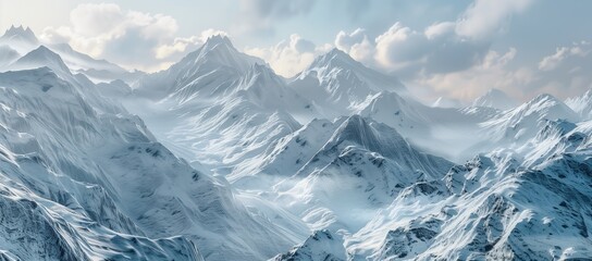 a luxury mountain range with snowcapped peaks - obrazy, fototapety, plakaty