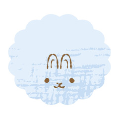 色鉛筆タッチのシンプルでかわいいモコモコのうさぎ（正面）