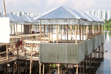 A floating restaurant on water