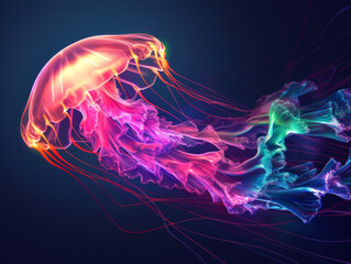 Colorful jellyfish - obrazy, fototapety, plakaty