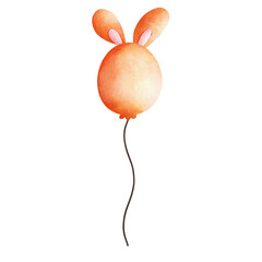 Cute watercolor illustration of a balloon in the form of a rabbit.