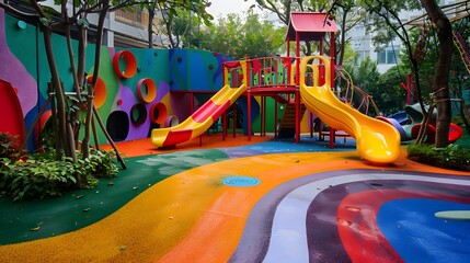 colorful outdoor kids play area