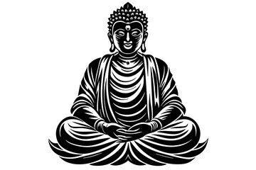 buddha statue silhouette vector
