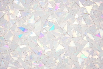 ガラスの万華鏡のような虹色の輝きを放つクリアなポリゴン風幾何学模様の背景