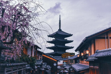 Yasaka Pagoda, Kyoto In Sakura Season. Sannen Zaka Street. Spring tourism in Japan.