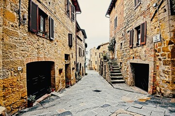 Hilltop Medieval Village in Tuscany, Italy - obrazy, fototapety, plakaty