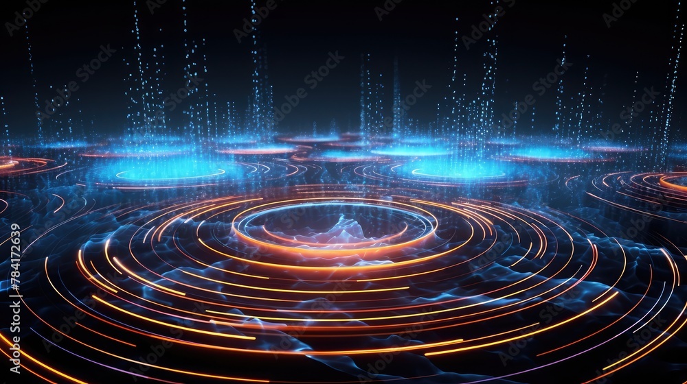 Poster music waves. big data concept. digital neural network. introduction of artificial intelligence. cybe