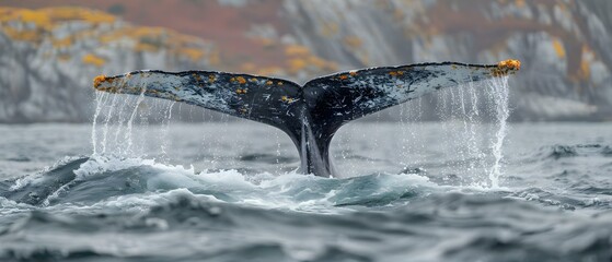 Whale Tail Rhapsody - Serenity at Sea. Concept Oceanic Beauty, Marine Life Preservation, Whale Watching Tours,
