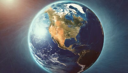Fototapeta na wymiar earth with space, wallpaper Abstract globe focusing on North America illustration