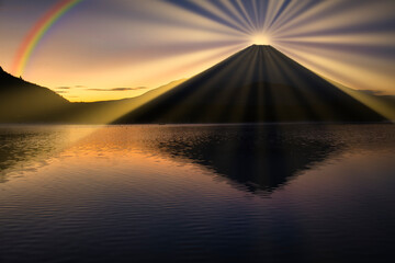 富士山山頂の太陽光線合成