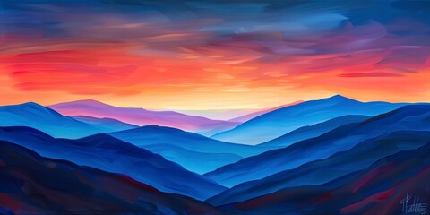 Obraz premium Mountain, Sunrise and Sunset: Captivating views of mountains at dawn and dusk, highlighting vibrant skies. Close Up. 