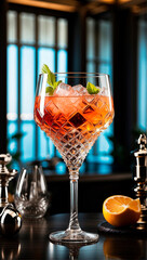 visually appealing cocktail garnished with fresh fruit