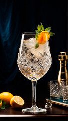 visually appealing cocktail garnished with fresh fruit