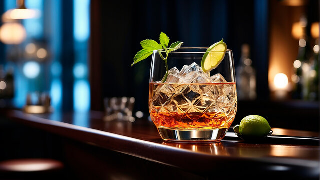 visually appealing cocktail garnished with fresh fruit