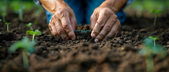 Farmer's Touch: Preparing Earth for New Growth. Concept Agricultural Practices, Sustainable Farming, Soil Preparation, Crops Rotation, Farmer's Touch