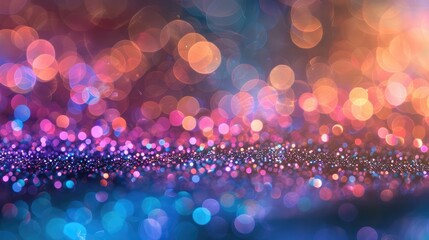 Abstract colorful glitter background with defocused bokeh lights December