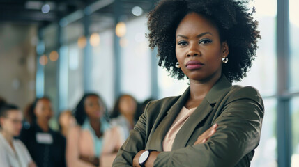 A woman overcomes discrimination and harassment in the workplace, becoming a role model for other women and fighting for equality - obrazy, fototapety, plakaty