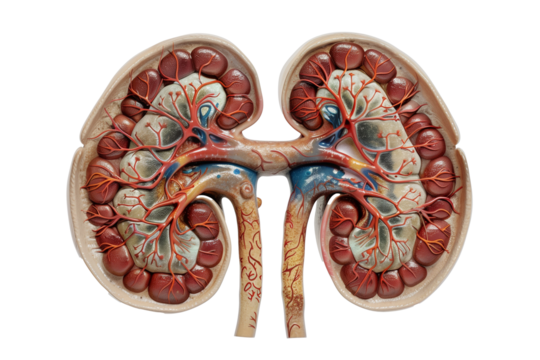 Human kidney anatomy on a transparent background
