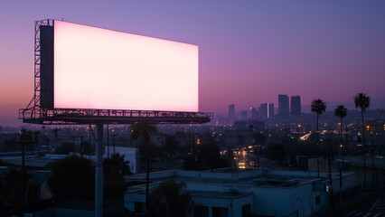 Obraz premium Blank White Billboard in Big City Environment at Night