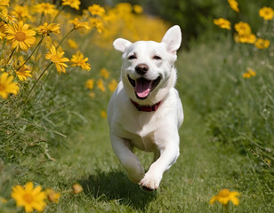 golden retriever puppy playing in the grass