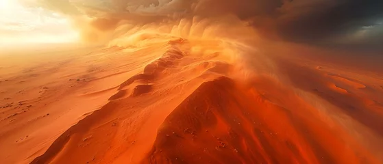 Photo sur Aluminium brossé Rouge 2 Desert Resilience: A Symphony of Sand and Storms. Concept Landscape Photography, Extreme Environments, Survival Strategies, Climate Change Adaptations, Natural Wonders