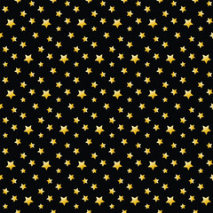 Golden little stars pattern seamless. Vector isolated on black